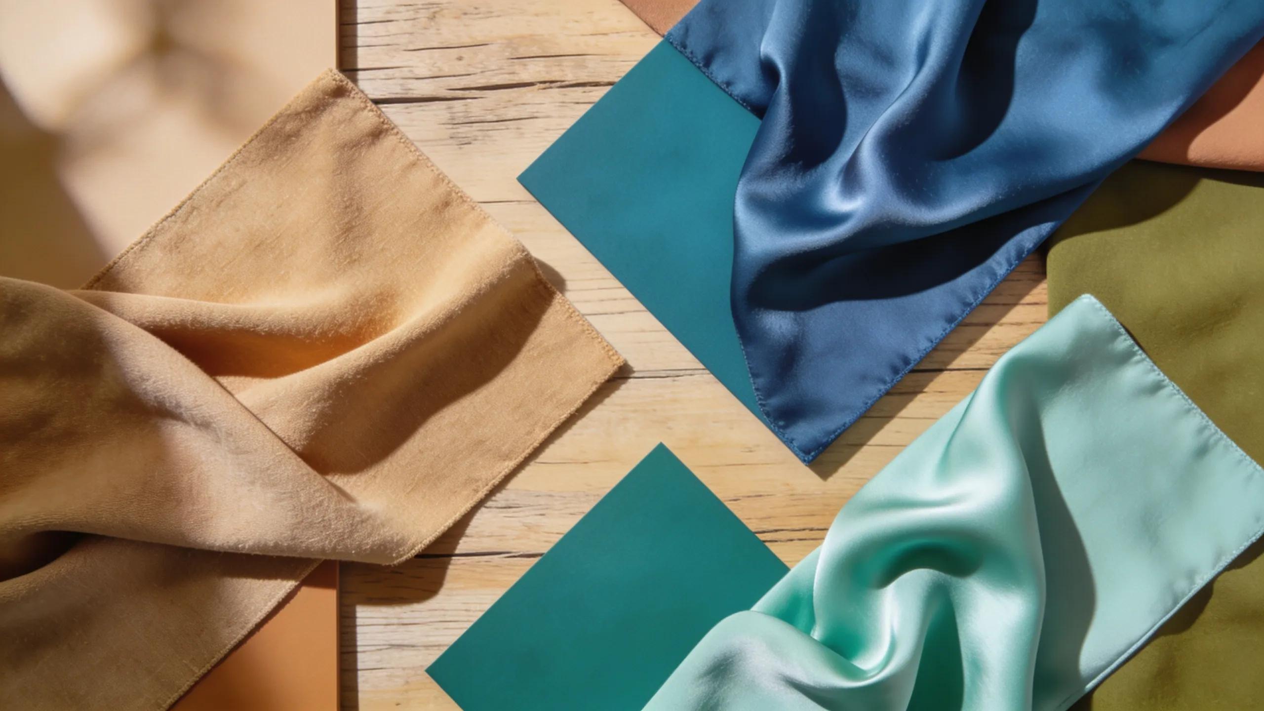 Display of sustainable fabrics like organic cotton and recycled materials representing eco-friendly fashion choices