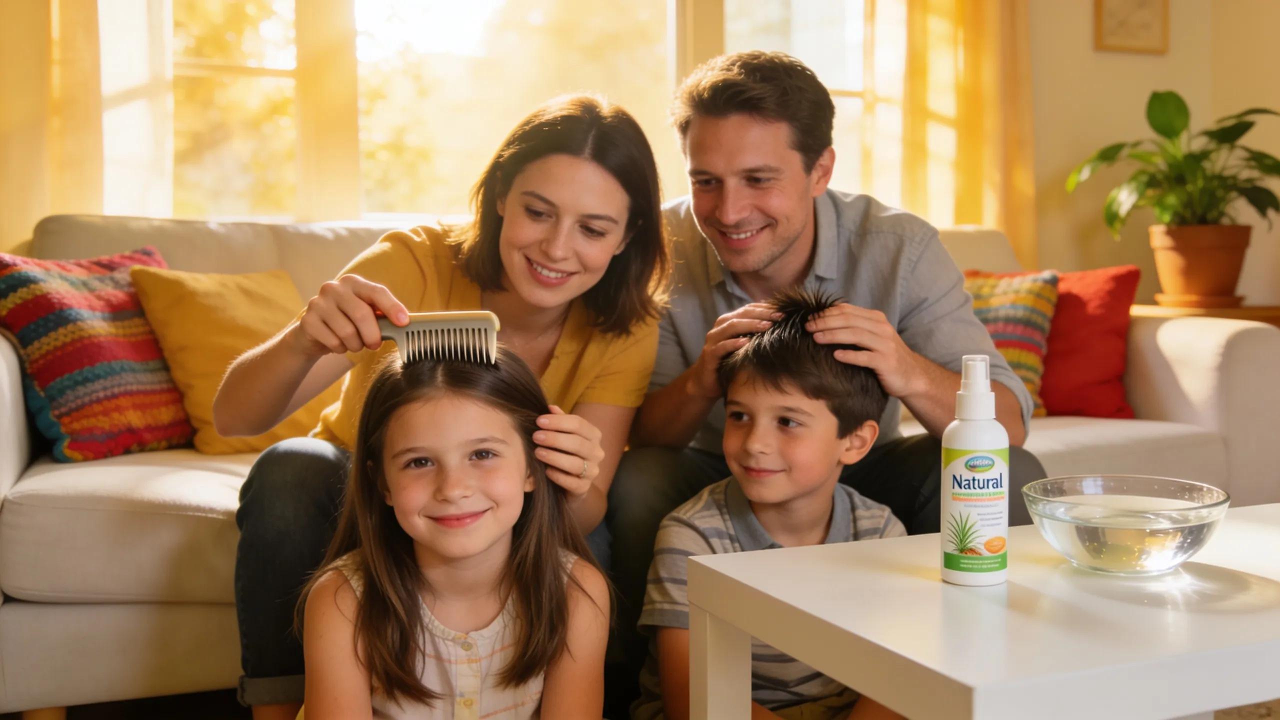 Family treating and preventing lice together at home