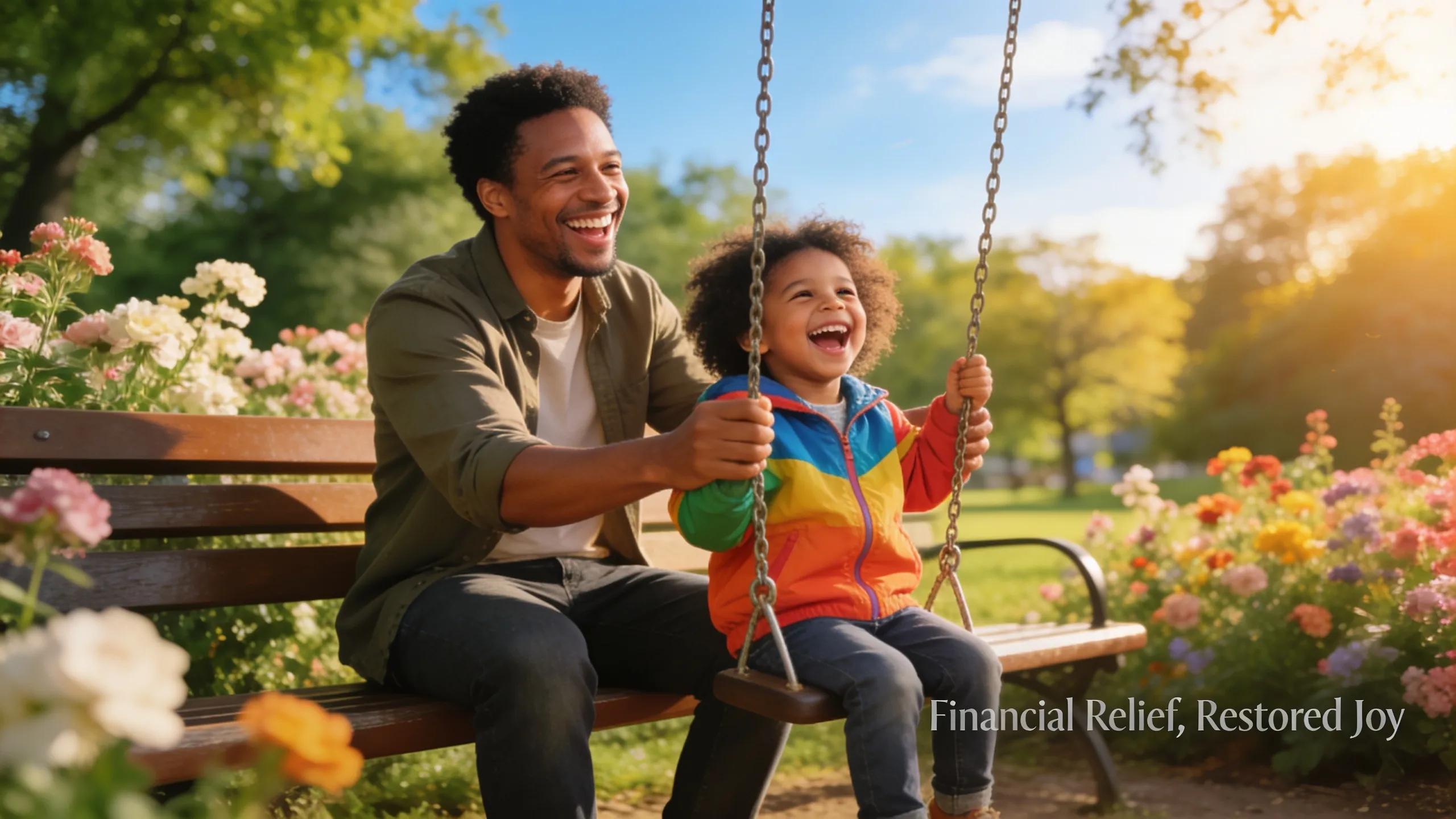 Single parent and child enjoying life after successfully managing household finances with payday loans