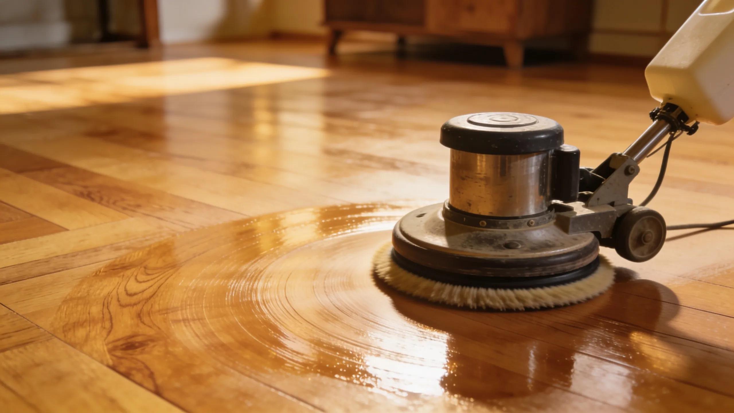 Well-maintained hardwood floor being polished