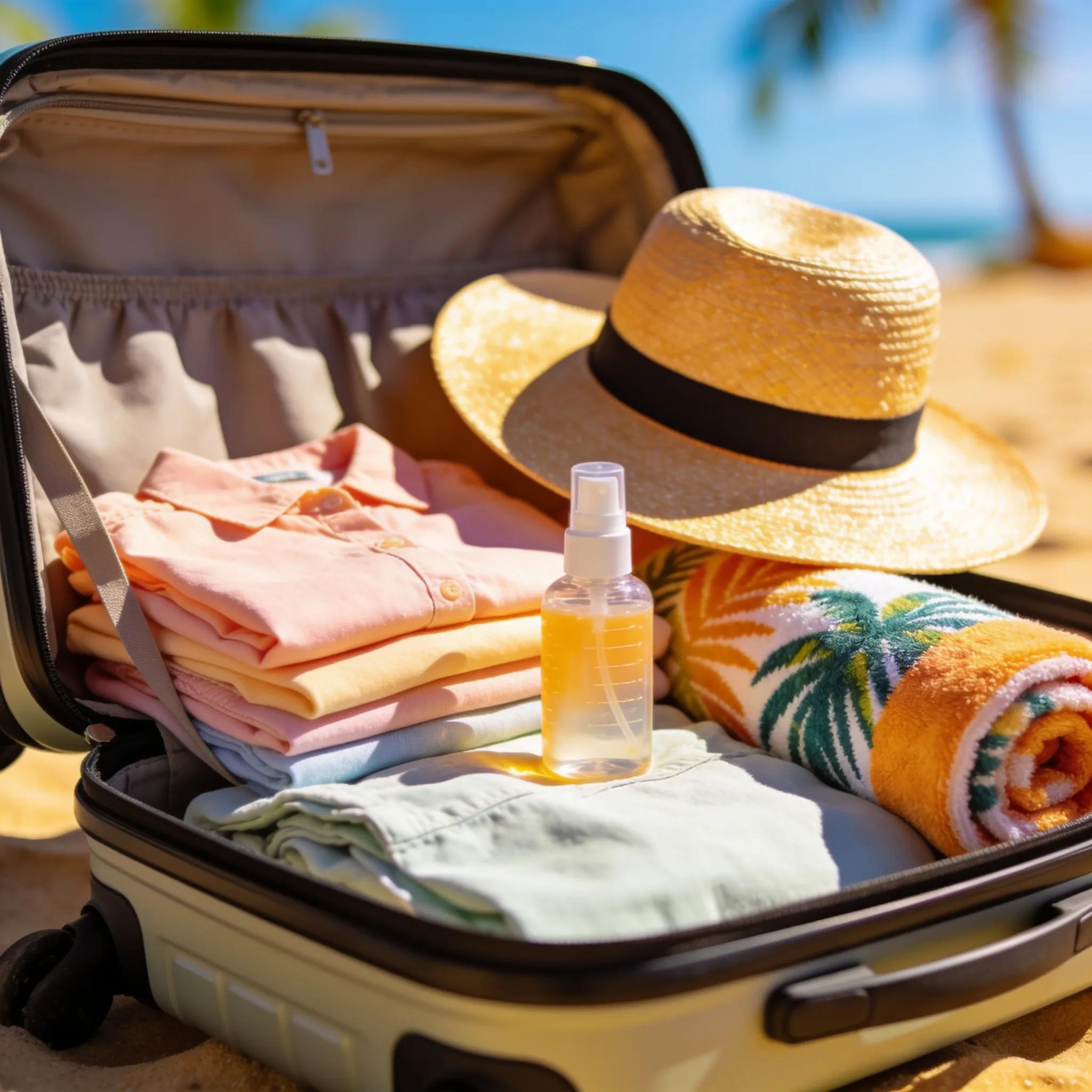 Packable summer essentials in a carry-on bag for hassle-free travel