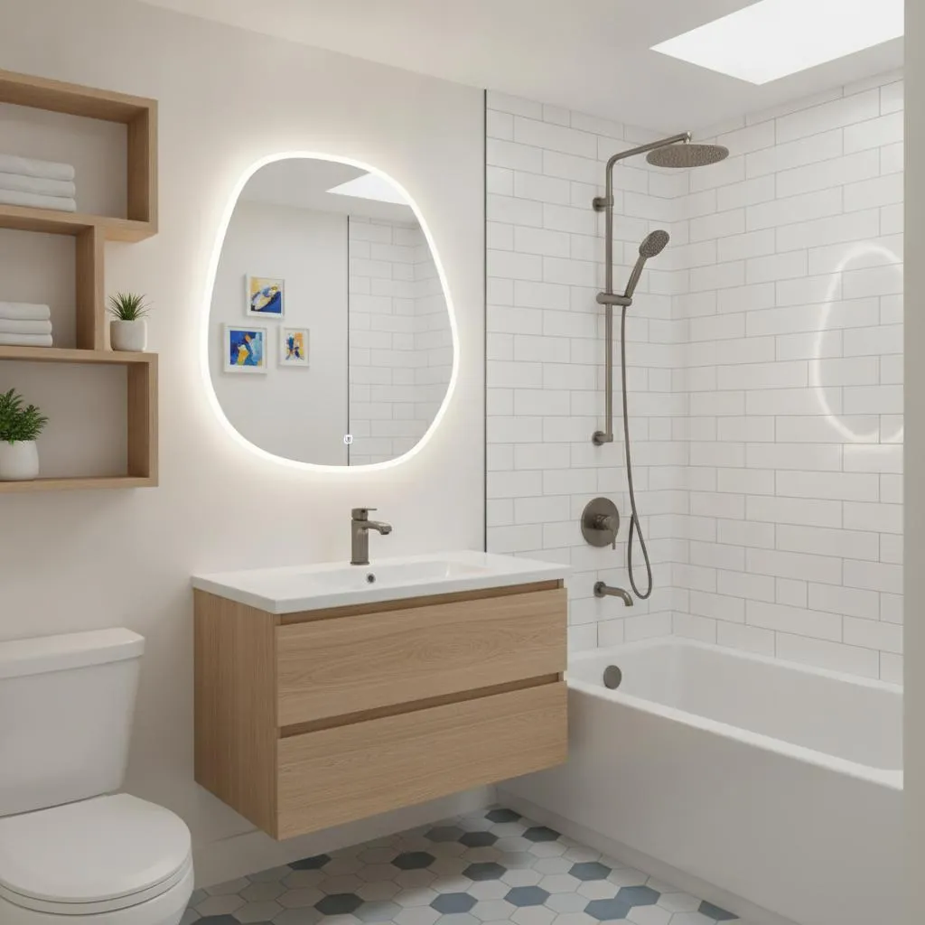 Minor bathroom refresh with new vanity and tile Delaware home