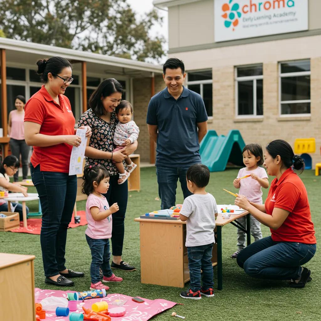 Families and teachers participating in a community event at Chroma Early Learning Academy Families and teachers participating in a community event at Chroma Early Learning Academy