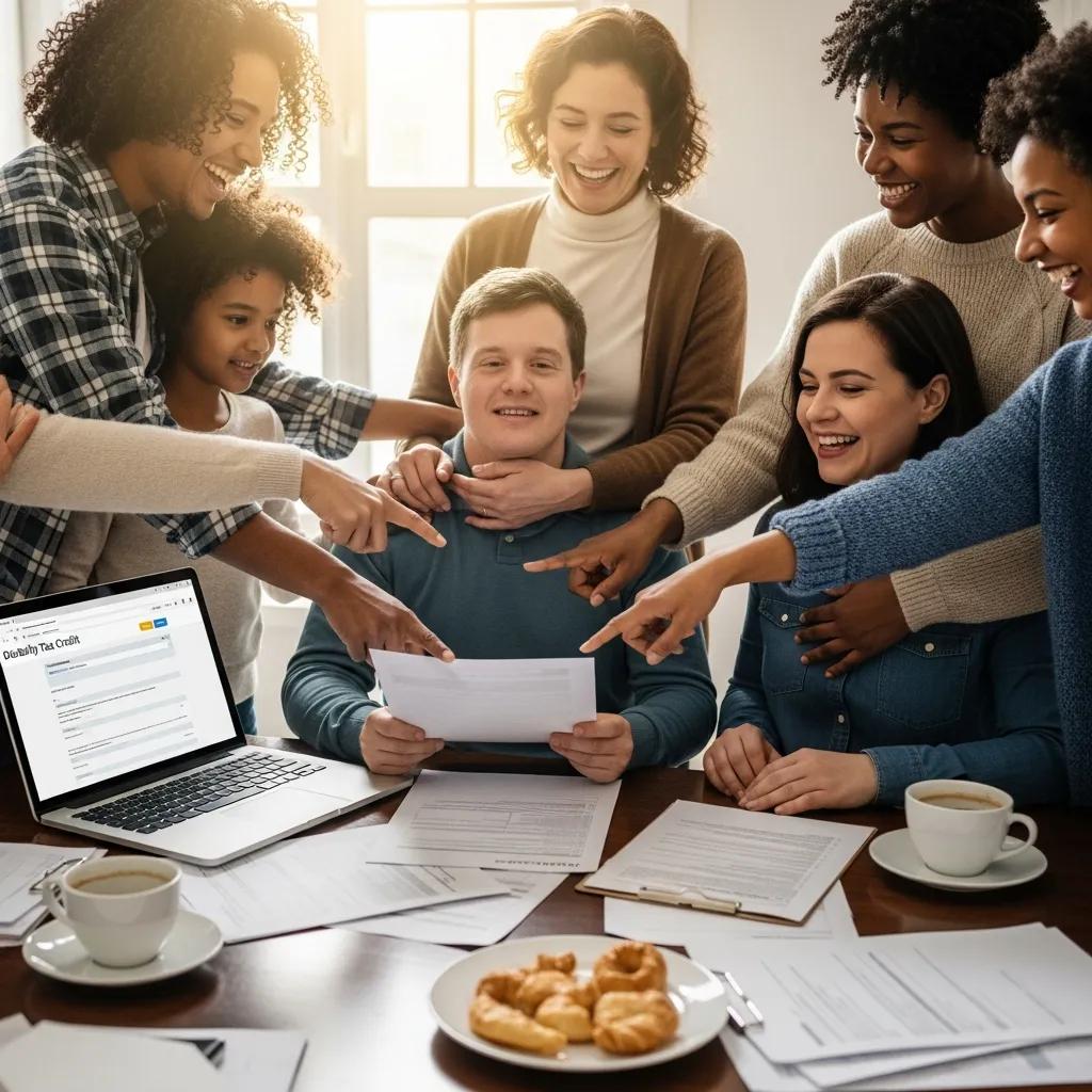 Family celebrating together while discussing Disability Tax Credit application process