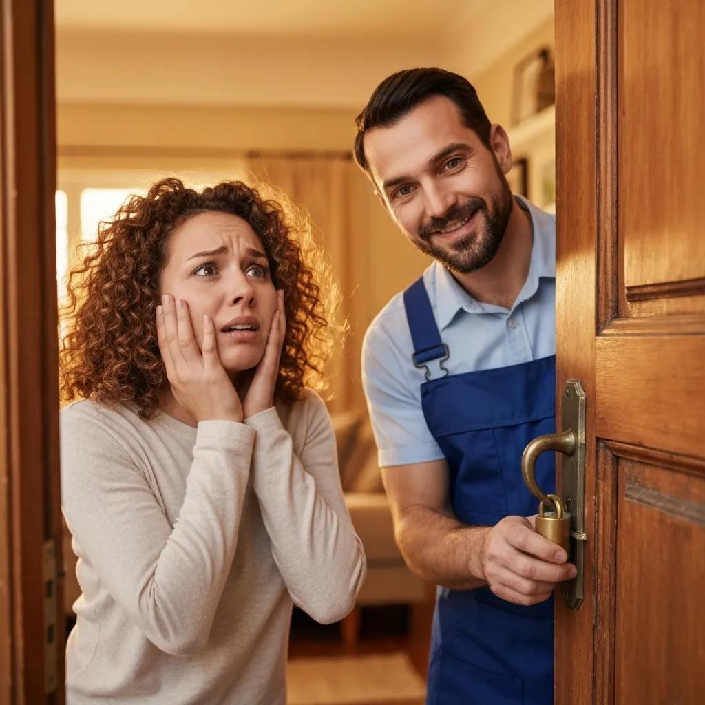 Customer receiving help from a locksmith during a residential lockout in Montreal