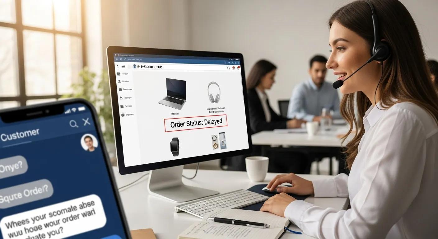 Support agent helping a customer with an online order issue