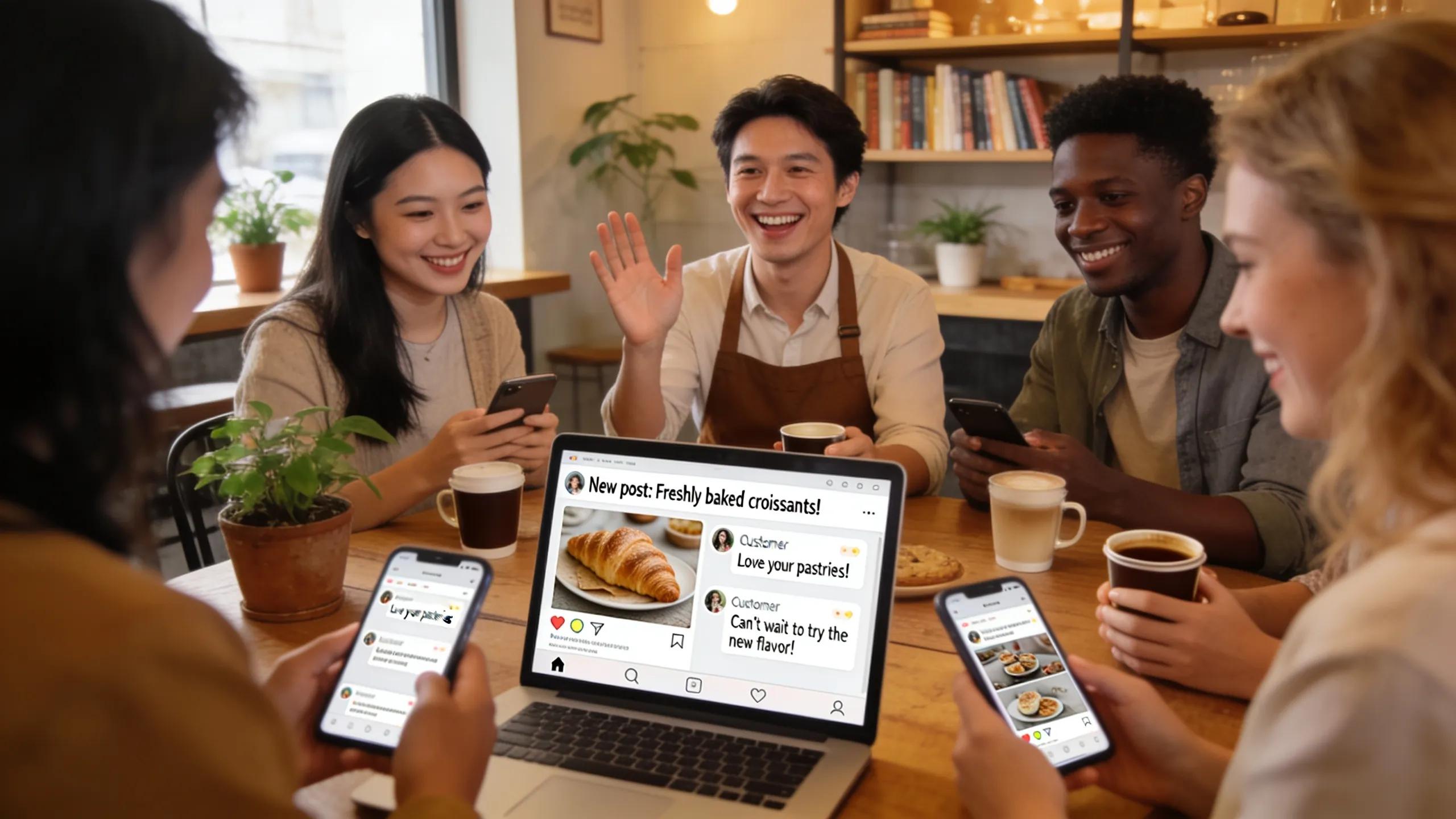 Small business owner engaging with customers on social media to enhance brand loyalty