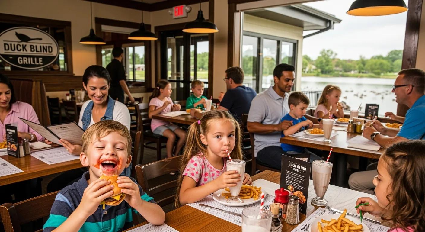 Family-friendly dining experience at Duck Blind Grille with children enjoying meals