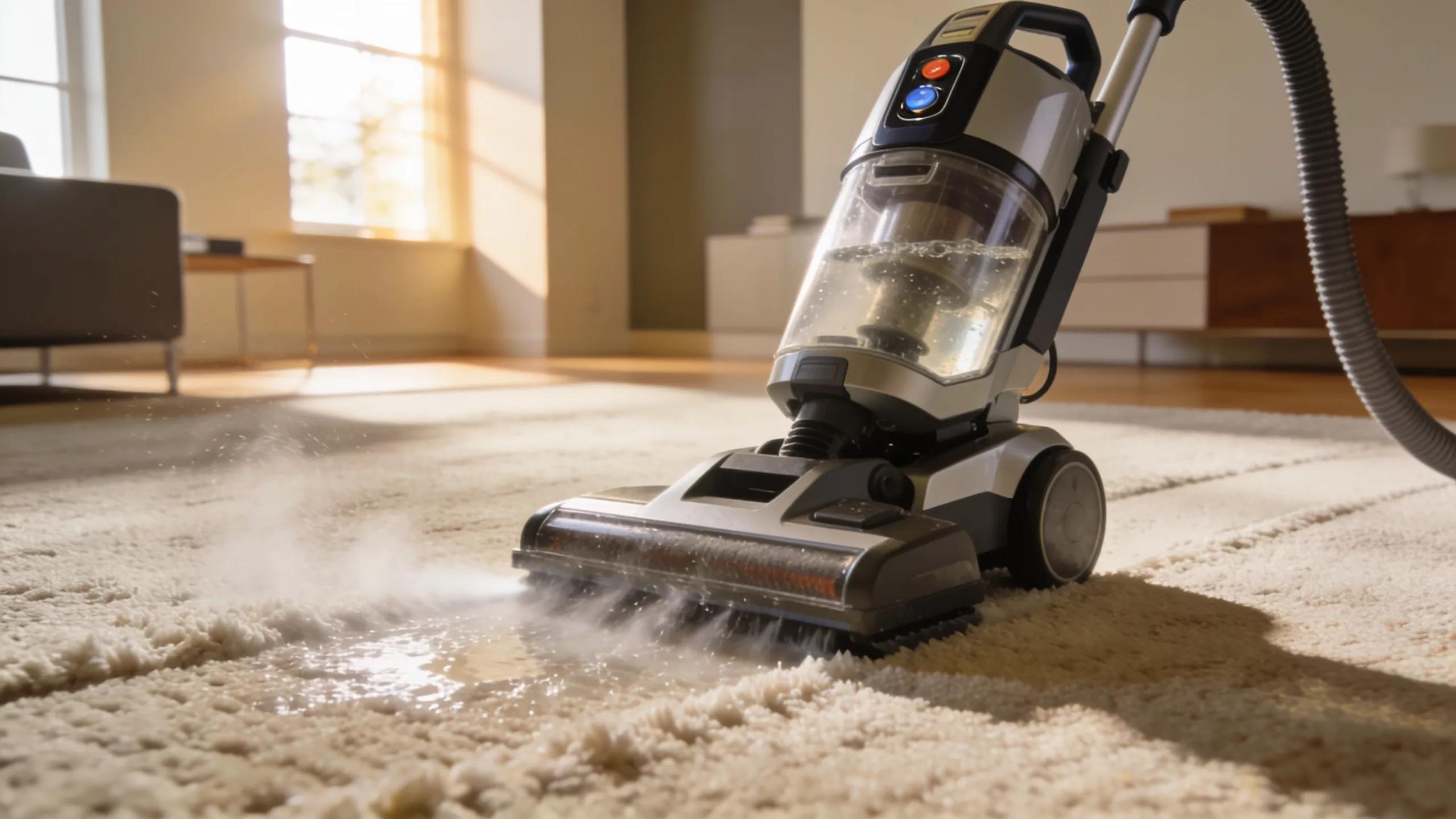 Professional-grade carpet cleaner demonstrating effectiveness in a clean home or business environment