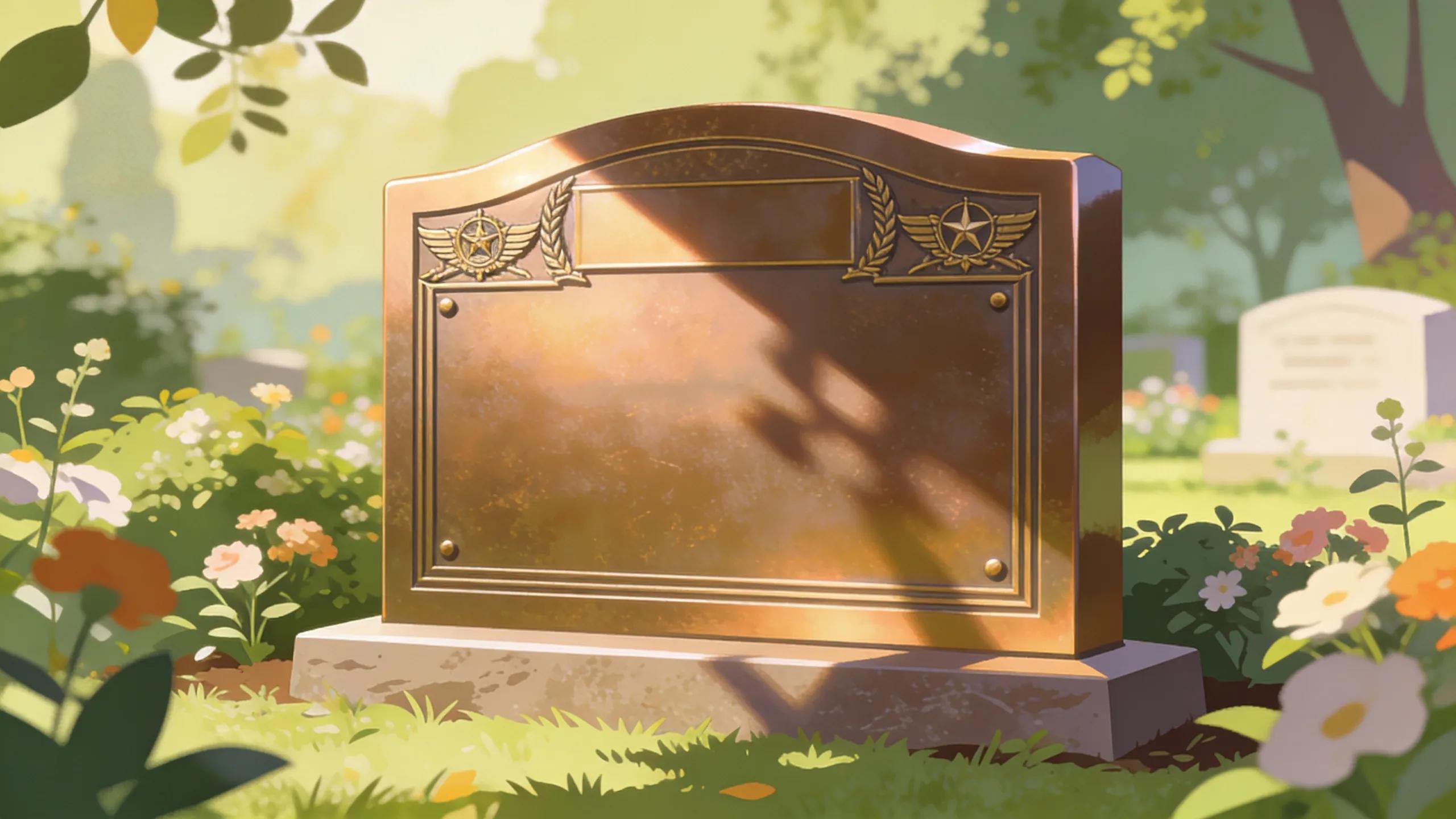 Flat bronze memorial plaque in a serene garden, symbolizing tribute and remembrance for veterans