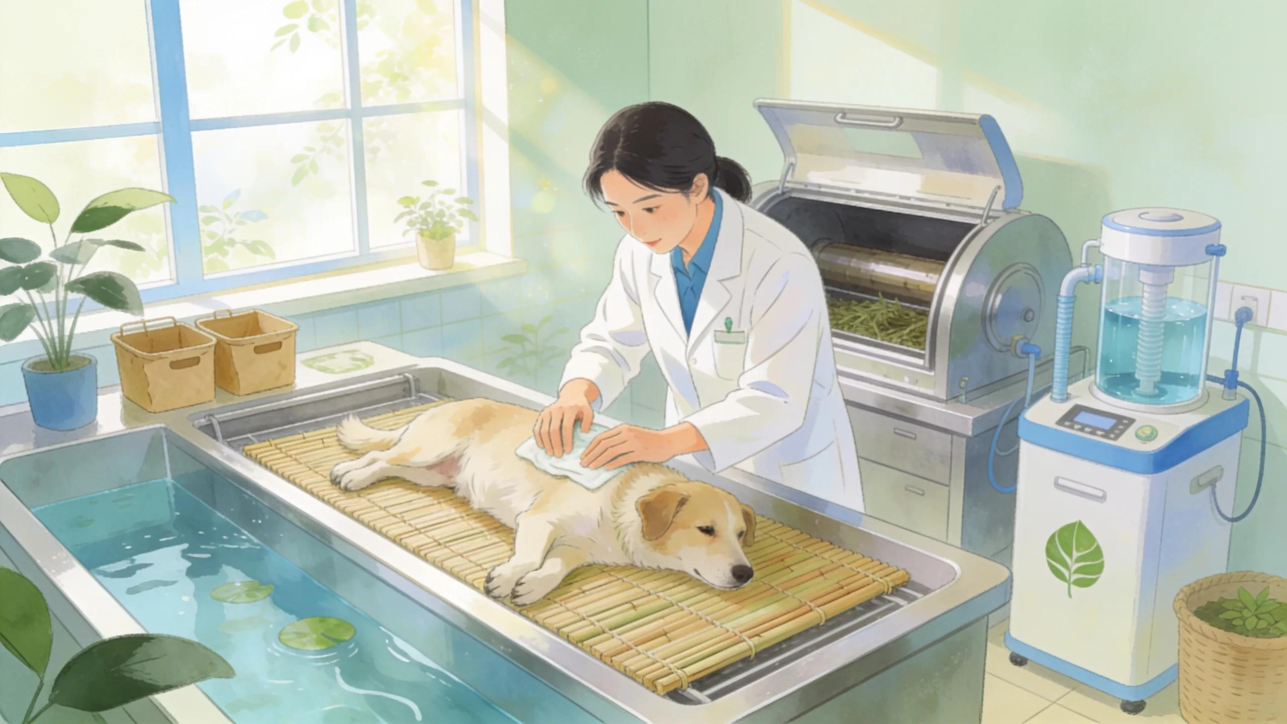 Eco-friendly aquamation process being performed by a pet euthanasia professional in a respectful environment