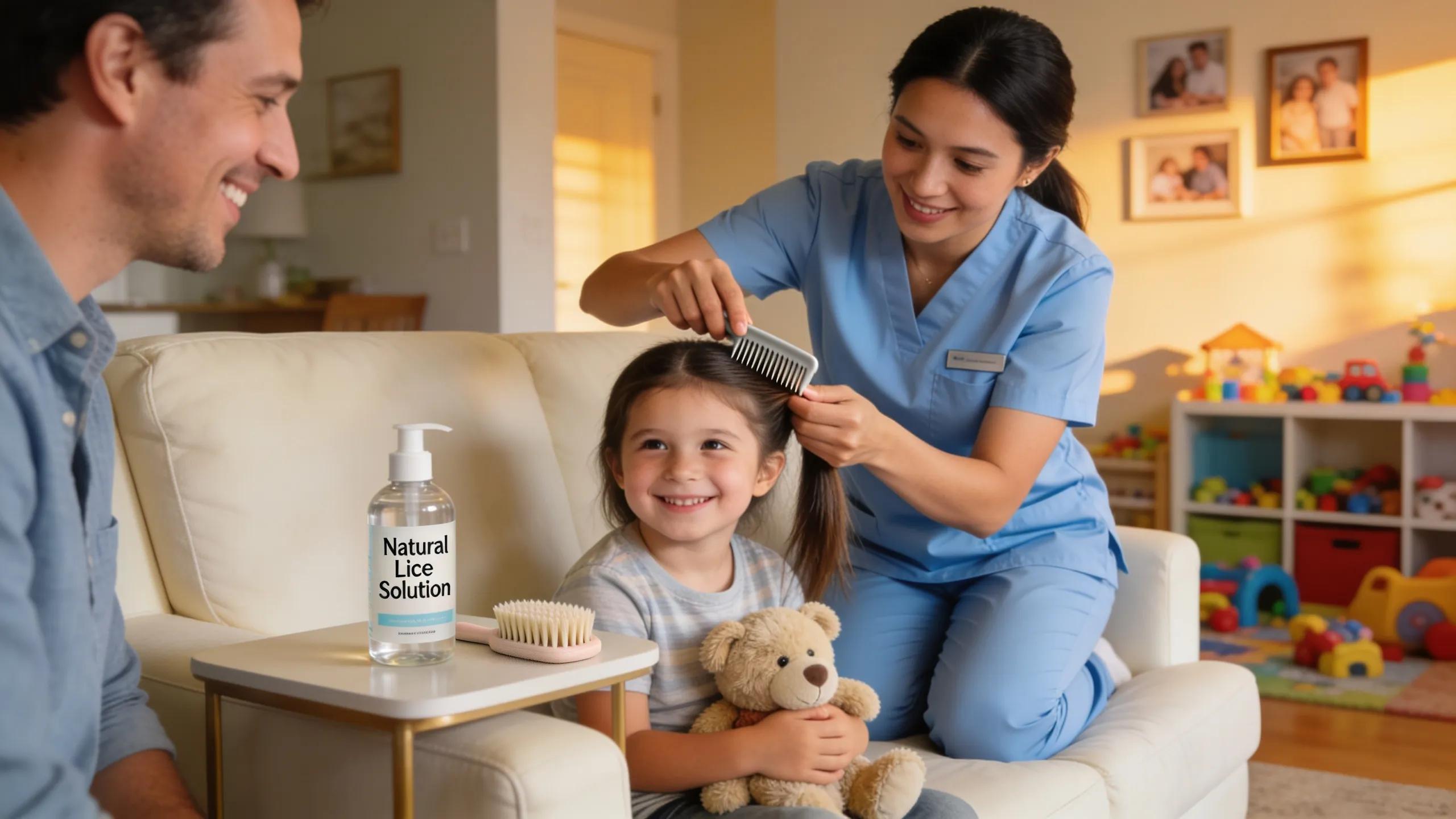 Parent comforting child after professional lice removal, highlighting emotional relief and safety