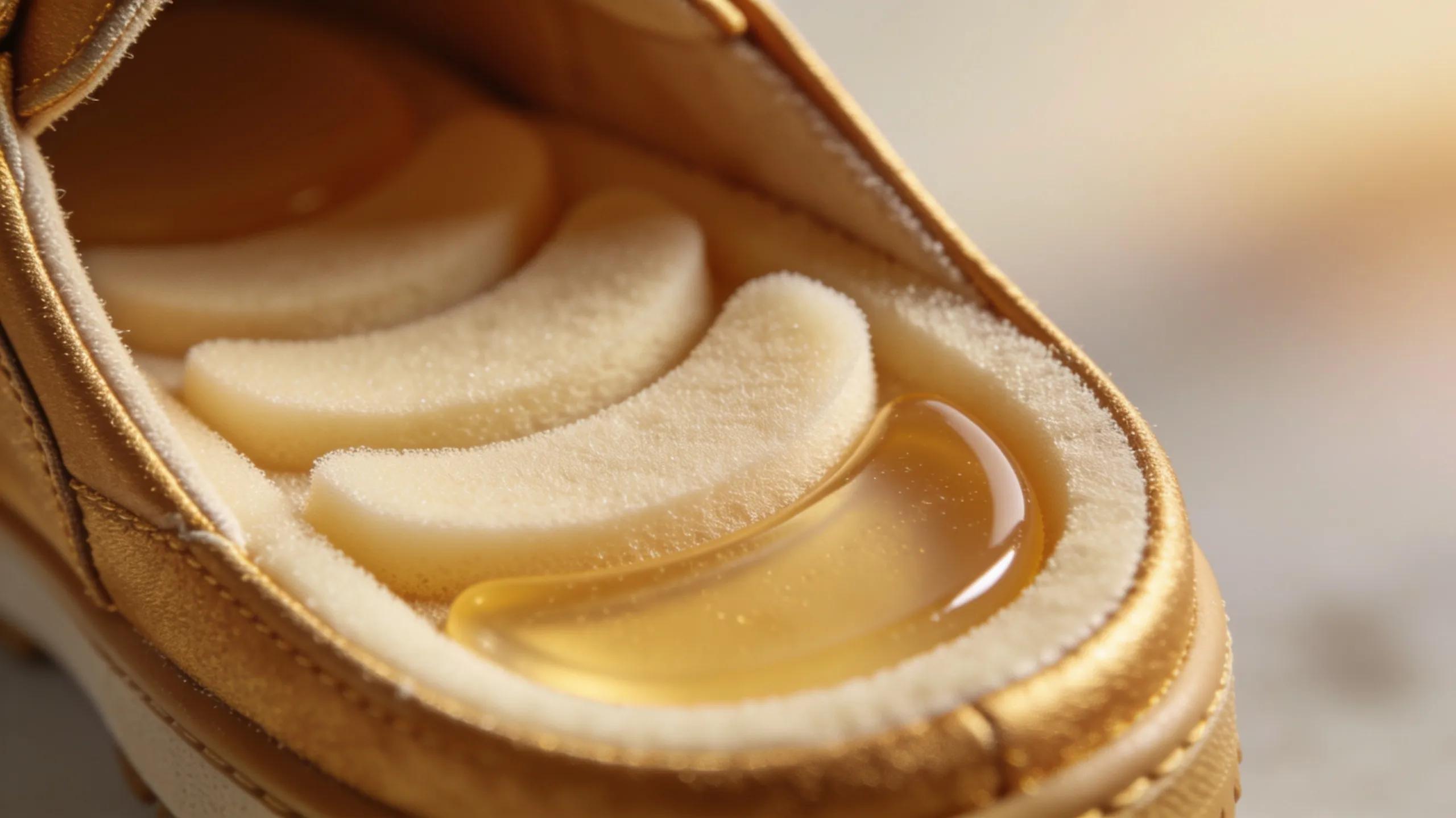 Close-up of cushioning materials in shoes designed for arthritis relief
