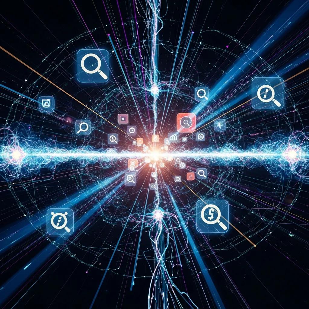 Futuristic digital landscape illustrating AI Answer Engine Optimization concepts