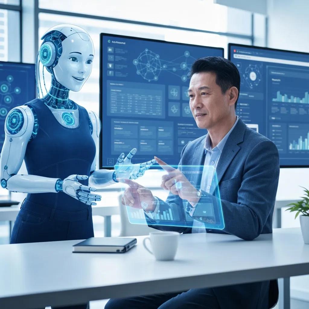 Futuristic digital landscape illustrating AI technology and SEO concepts