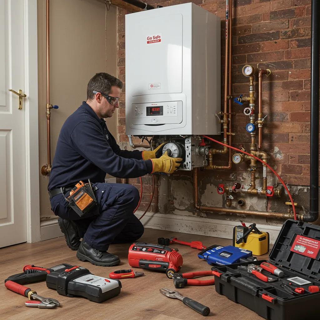 Gas Safe engineer removing an old boiler during an emergency installation process