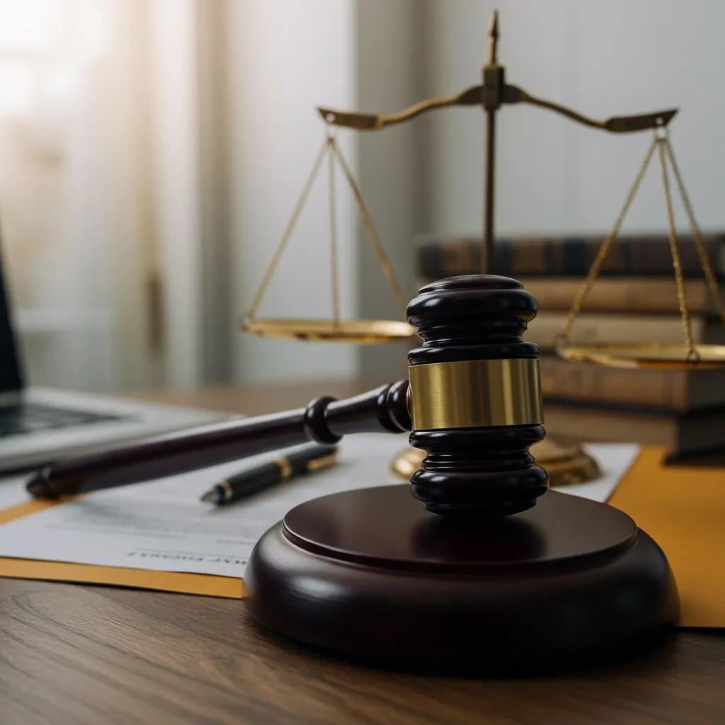 Gavel and legal documents on a desk, symbolizing legal standards in private investigations