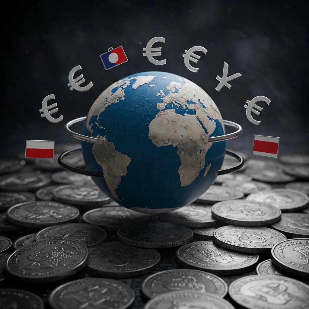 Globe surrounded by geopolitical symbols illustrating the impact on silver prices