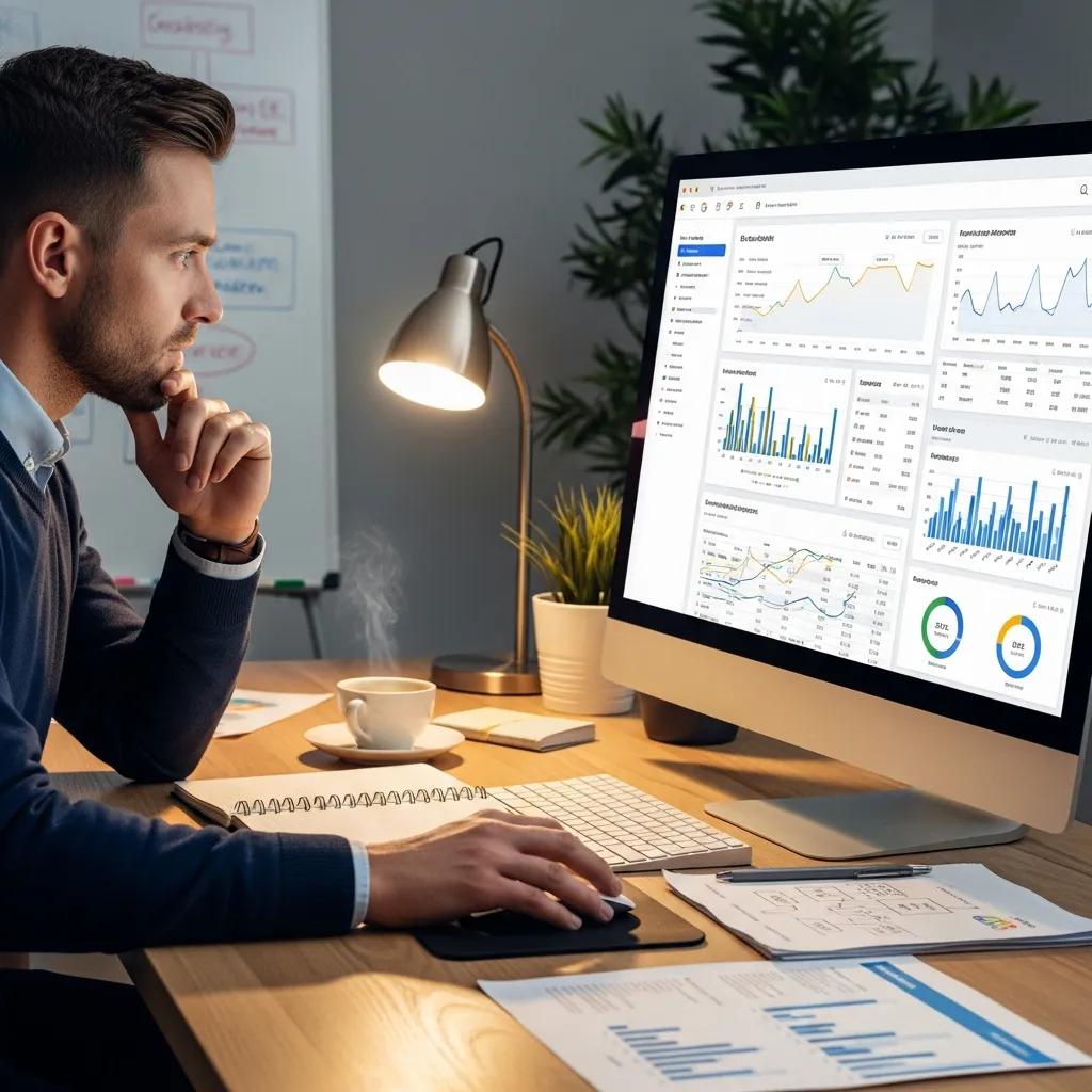 Google Ads consultant analyzing campaign data on a computer