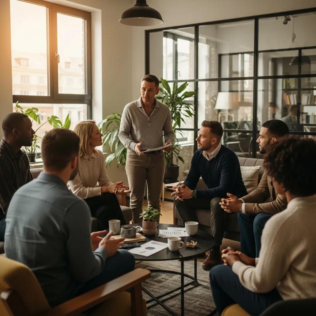 Group coaching session focused on career growth and financial independence