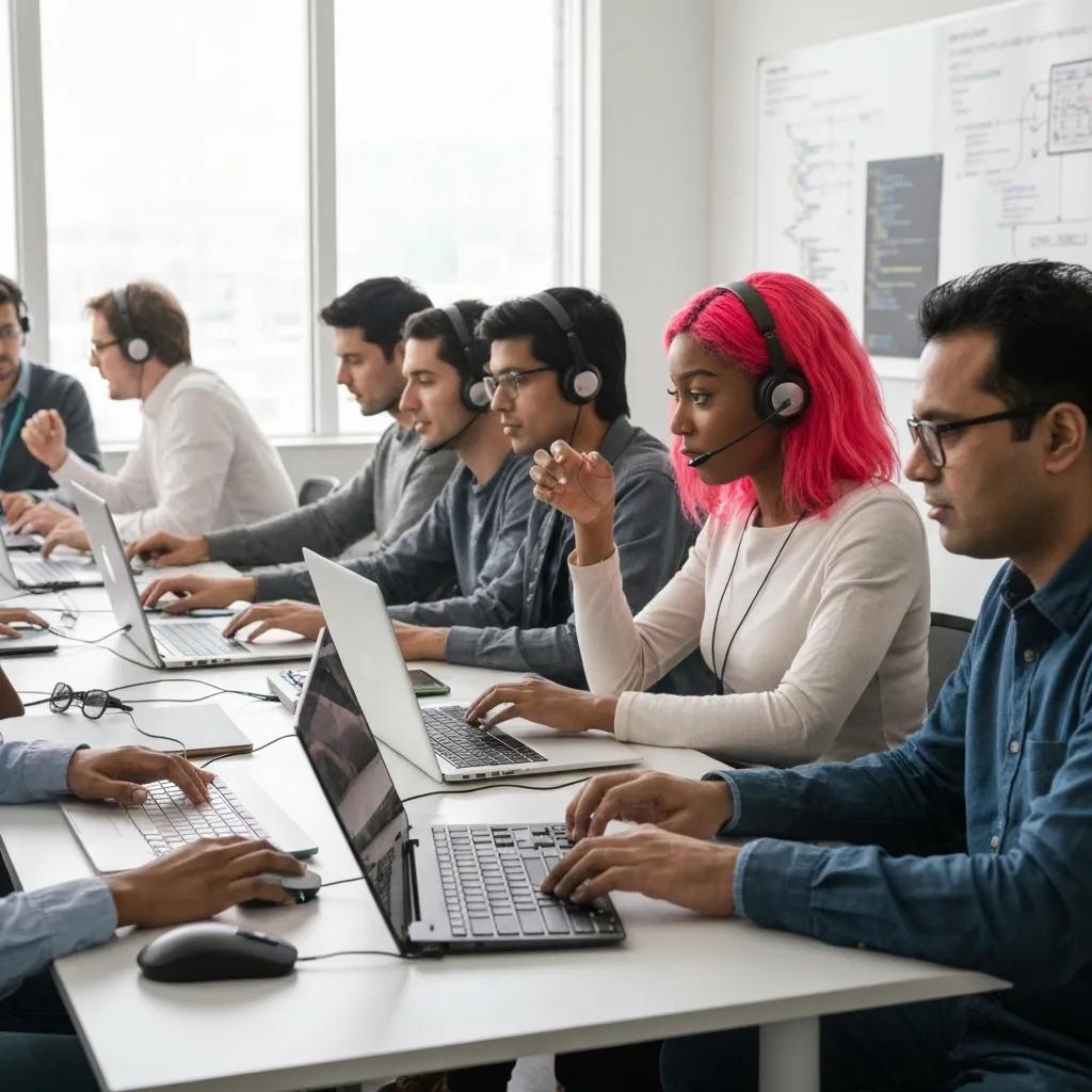 Group coaching session with high-achieving professionals discussing strategy