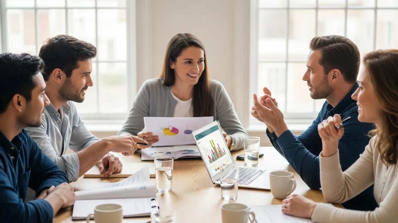 Team discussing typical real estate commission structures