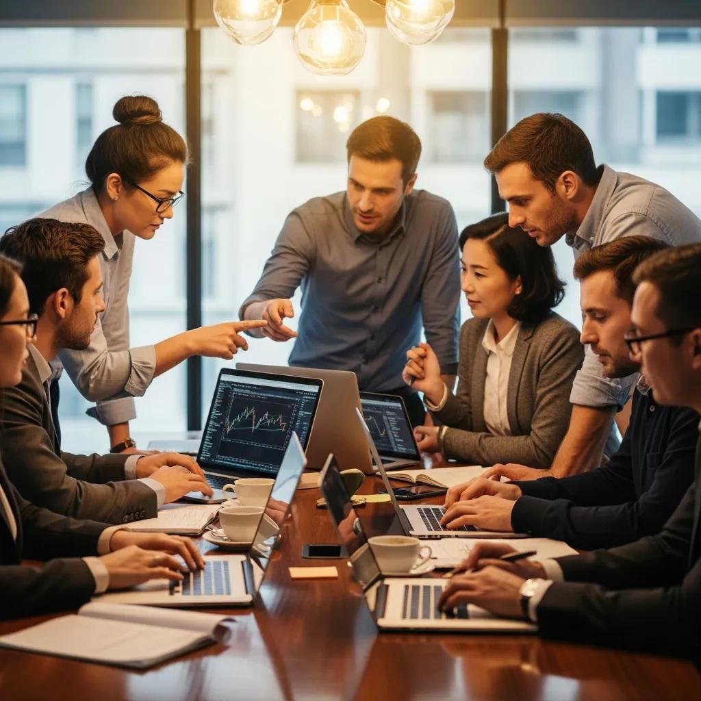 Group discussion on trading strategies, emphasizing collaboration in copy trading