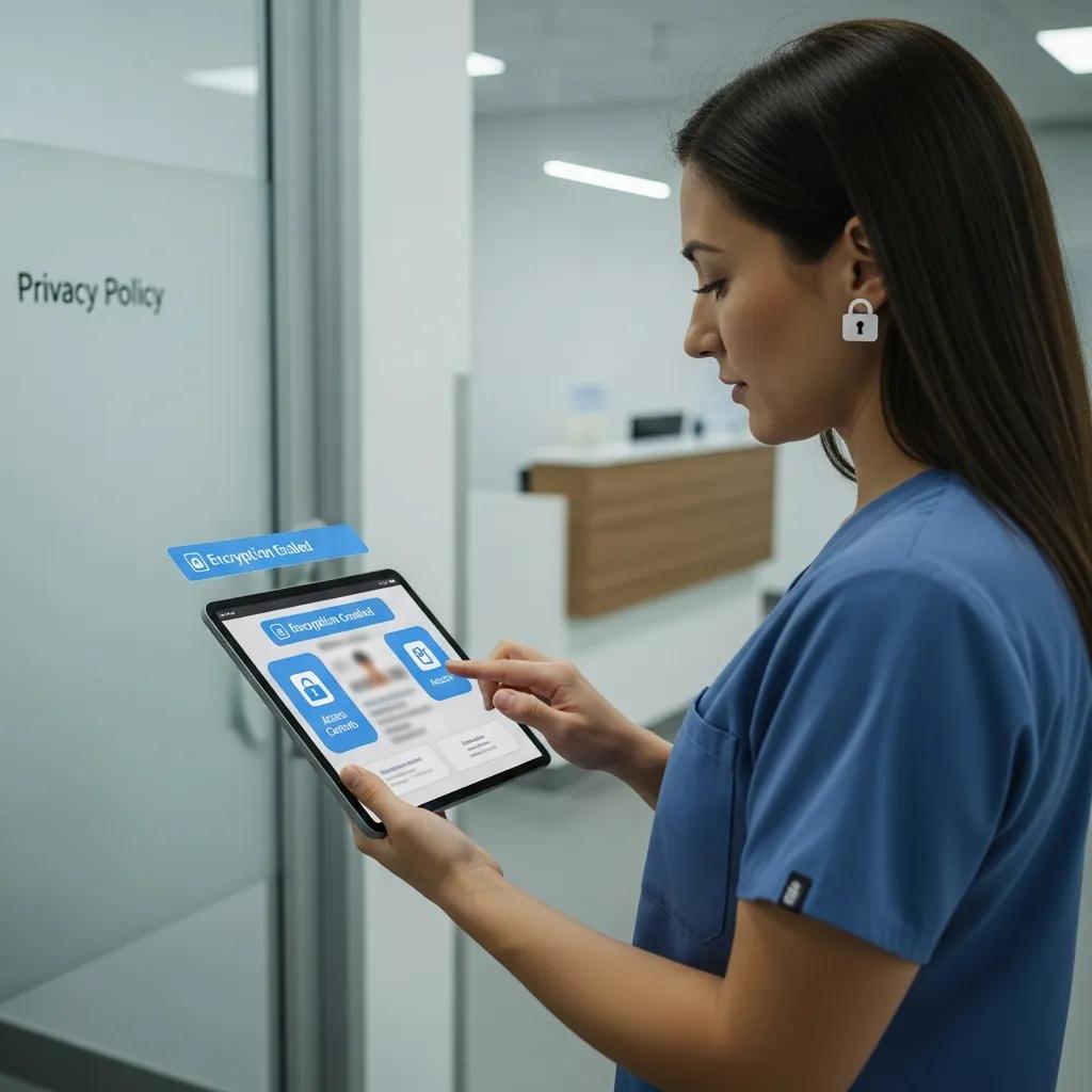 Healthcare professional ensuring HIPAA compliance with secure patient document management