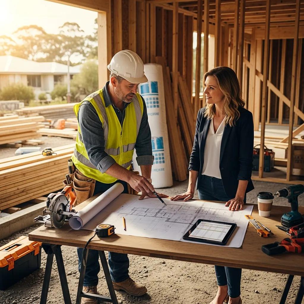 Contractor and homeowner discussing pricing strategy at a job site