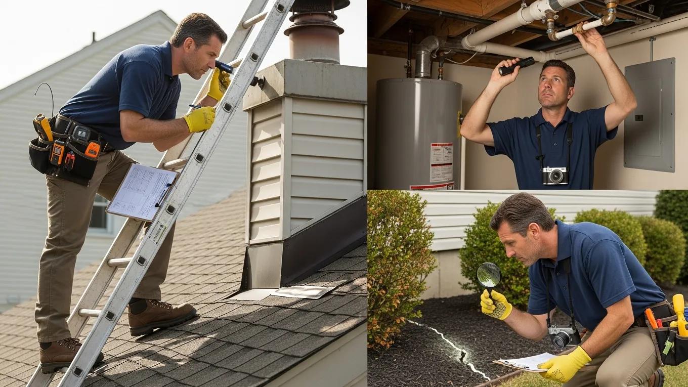 Home inspector checking a house's structural elements