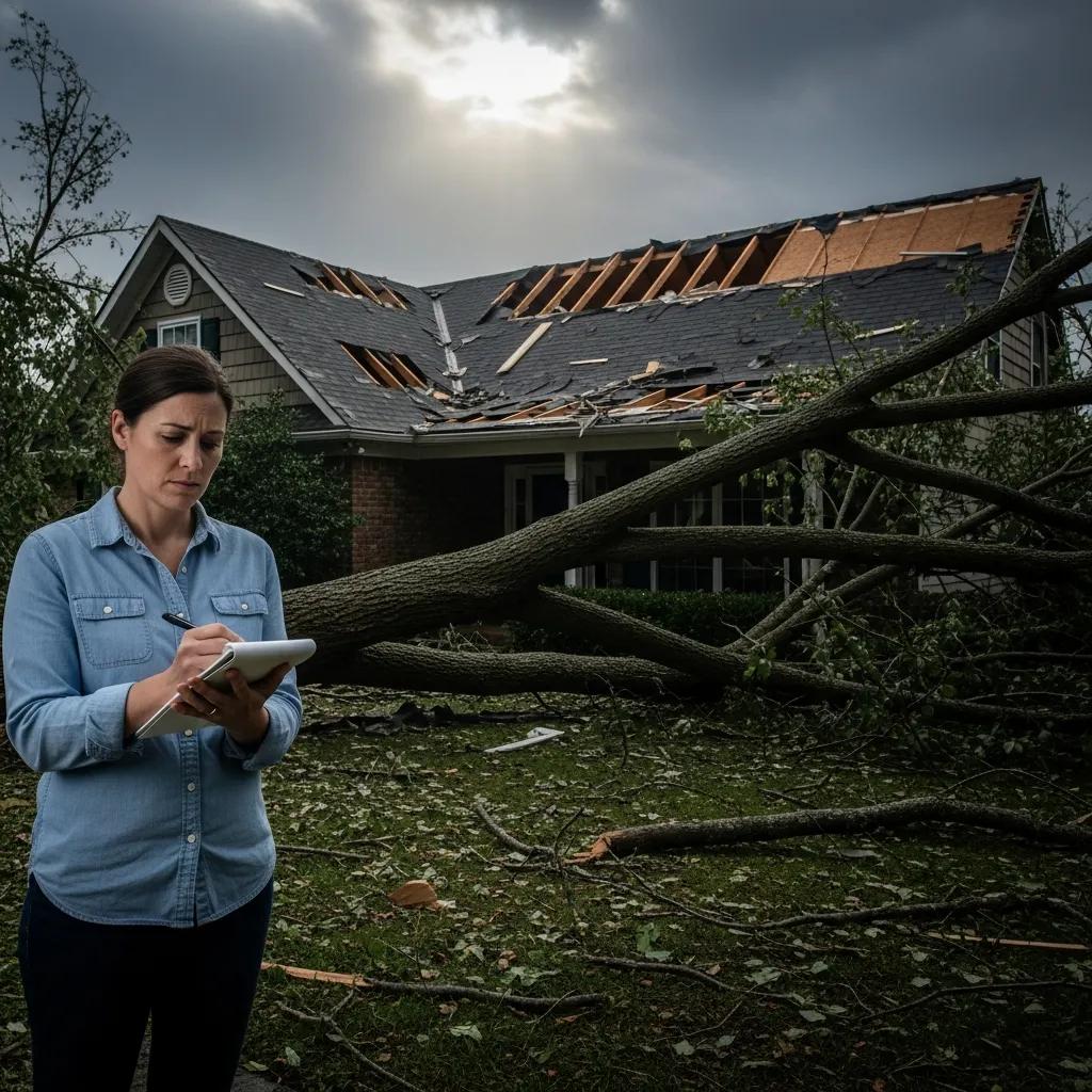 Homeowner documenting storm damage to a house — urgent assessment and evidence collection