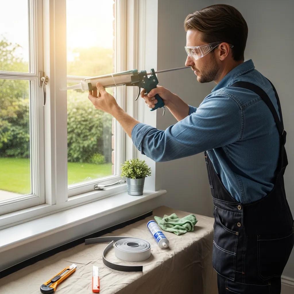 Homeowner sealing gaps to prevent winter pest problems, showcasing proactive pest prevention measures