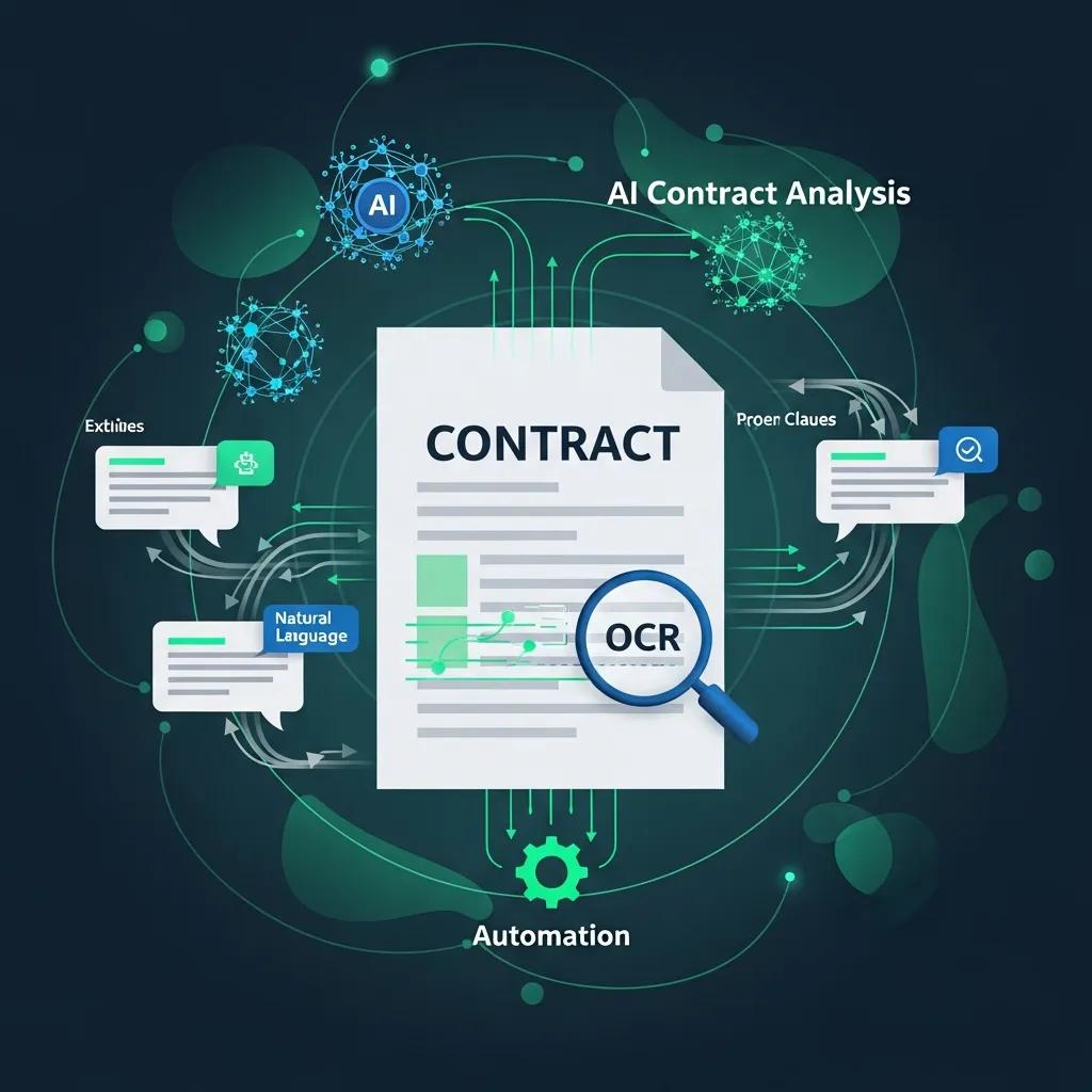 Illustration of AI technologies used in contract data extraction Illustration des technologies d’IA utilisées dans l’extraction de données contractuelles
