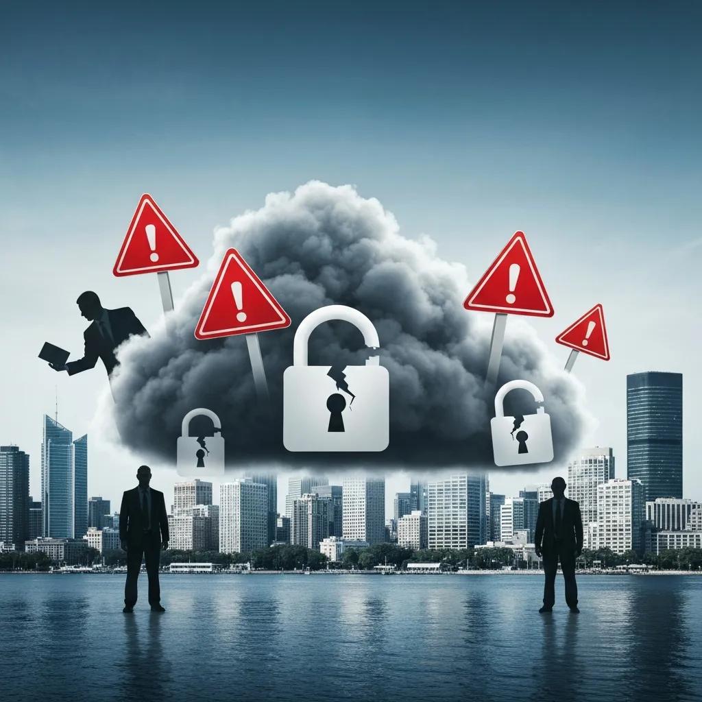 Graphic showing cloud security threats such as ransomware and insider risk