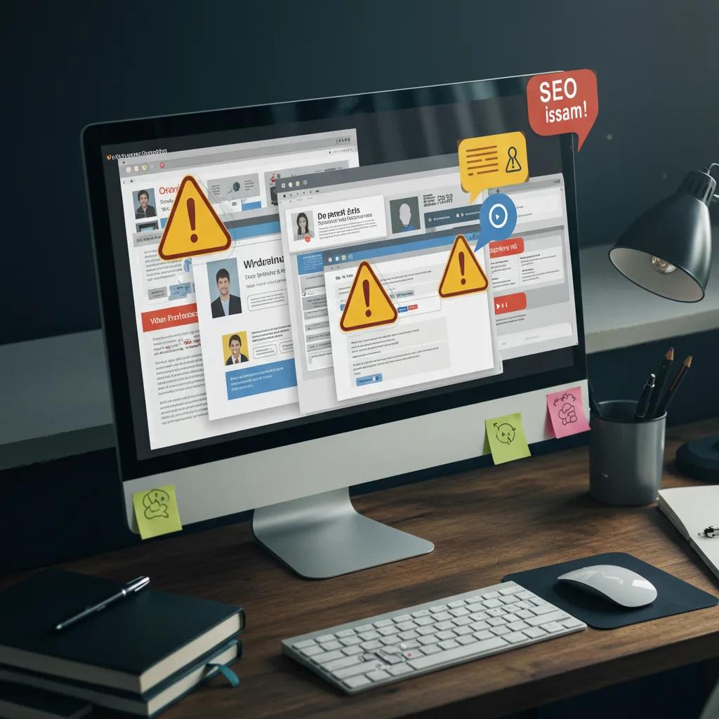Illustration of duplicate content risks in content syndication with multiple identical web pages