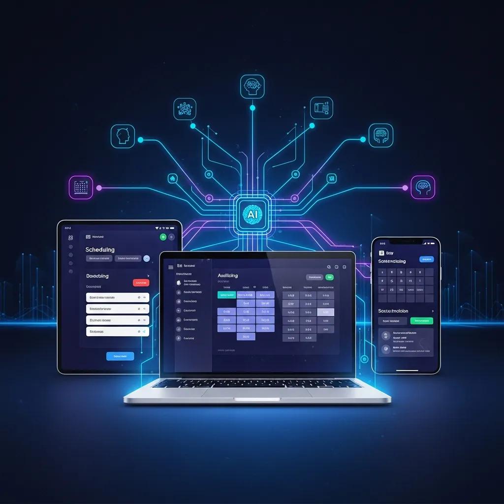 Diagram showing interconnected devices to illustrate AI tool integration