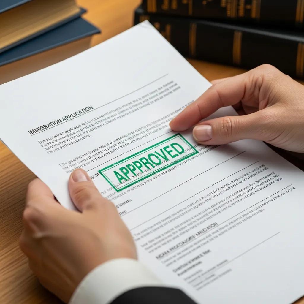 Approved immigration application symbolizing successful representation Approved immigration application symbolizing successful representation