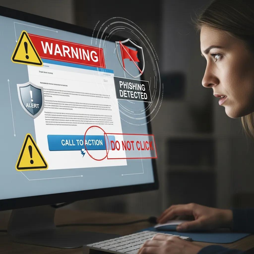 Person reviewing an email for signs of phishing, underlining email security risks