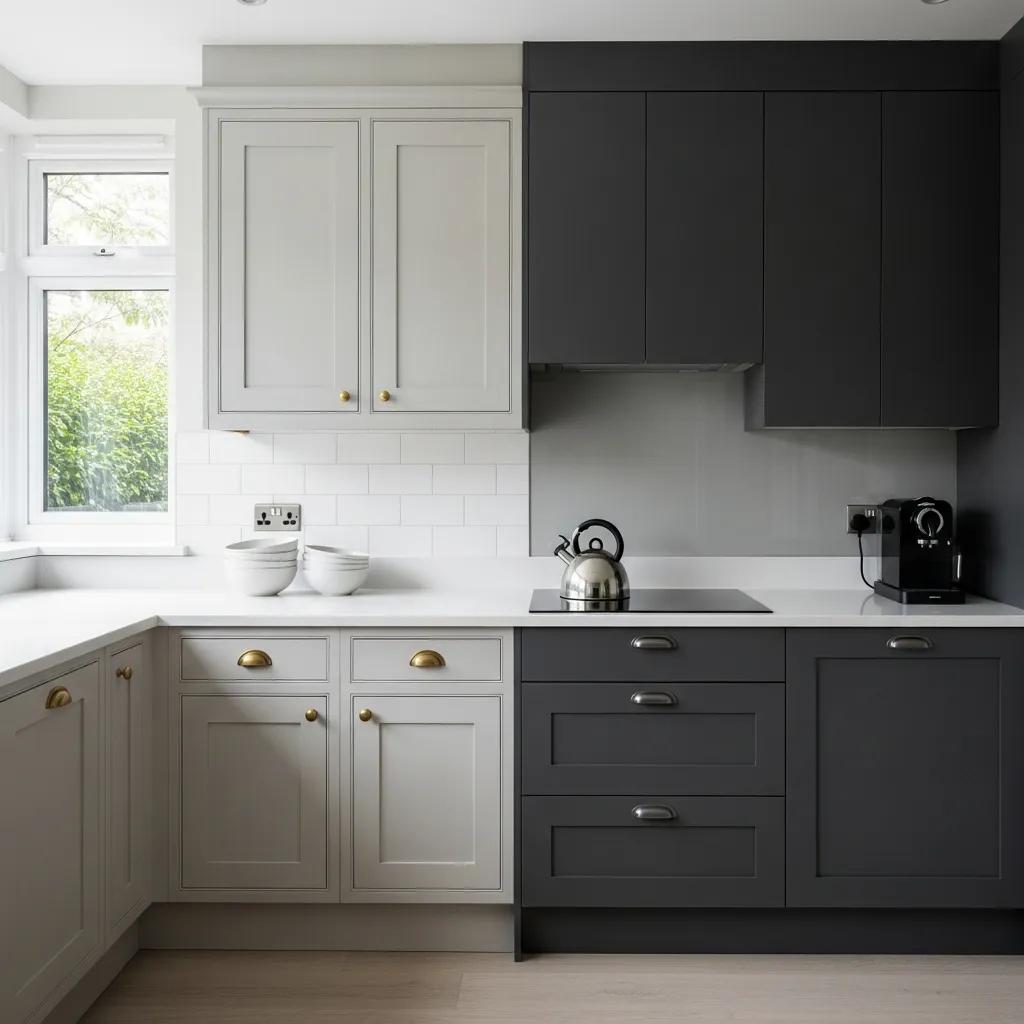 Interior kitchen showcasing Shaker and modern cabinet styles emphasizing functionality