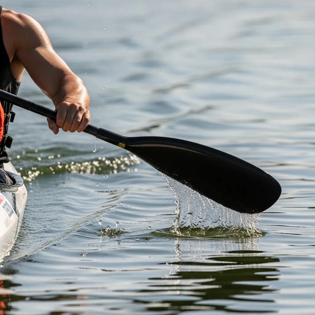 Kayaker demonstrating the forward stroke technique for efficient paddling