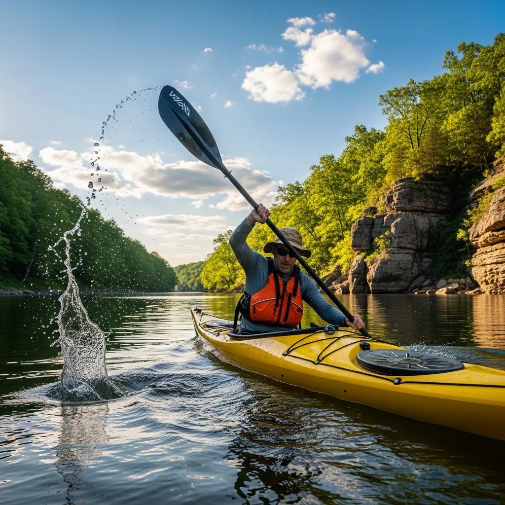 Kayaker executing the sweep stroke for effective turning and control