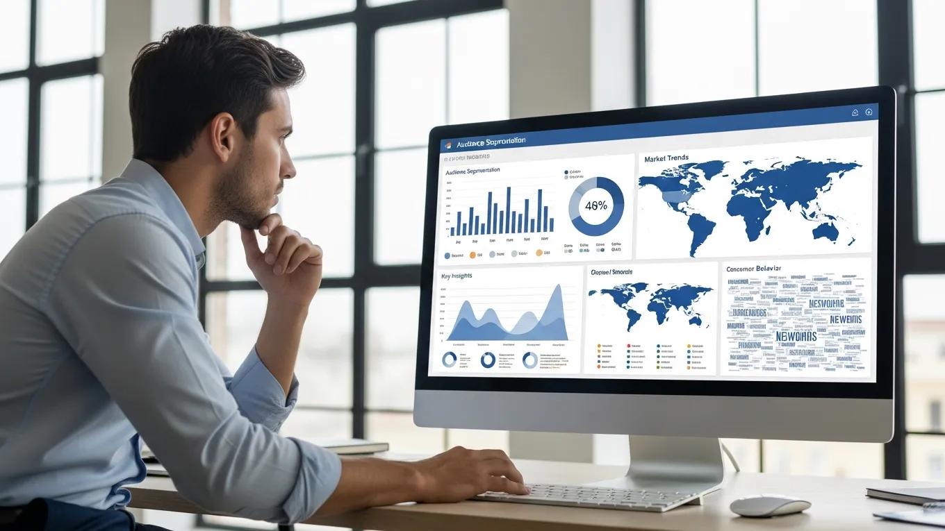 Marketing professional analyzing target audience data for effective advertising
