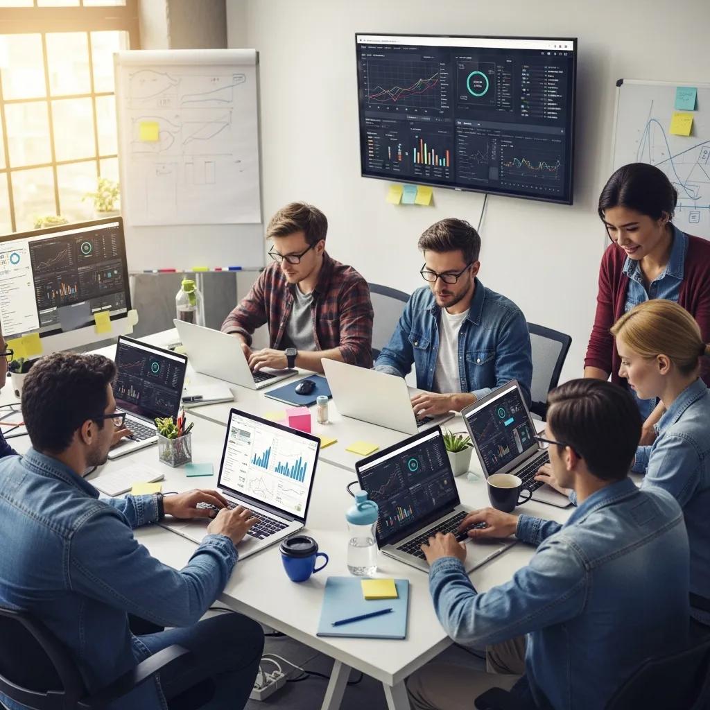 Marketing team utilizing automation tools to enhance workflows in a collaborative environment