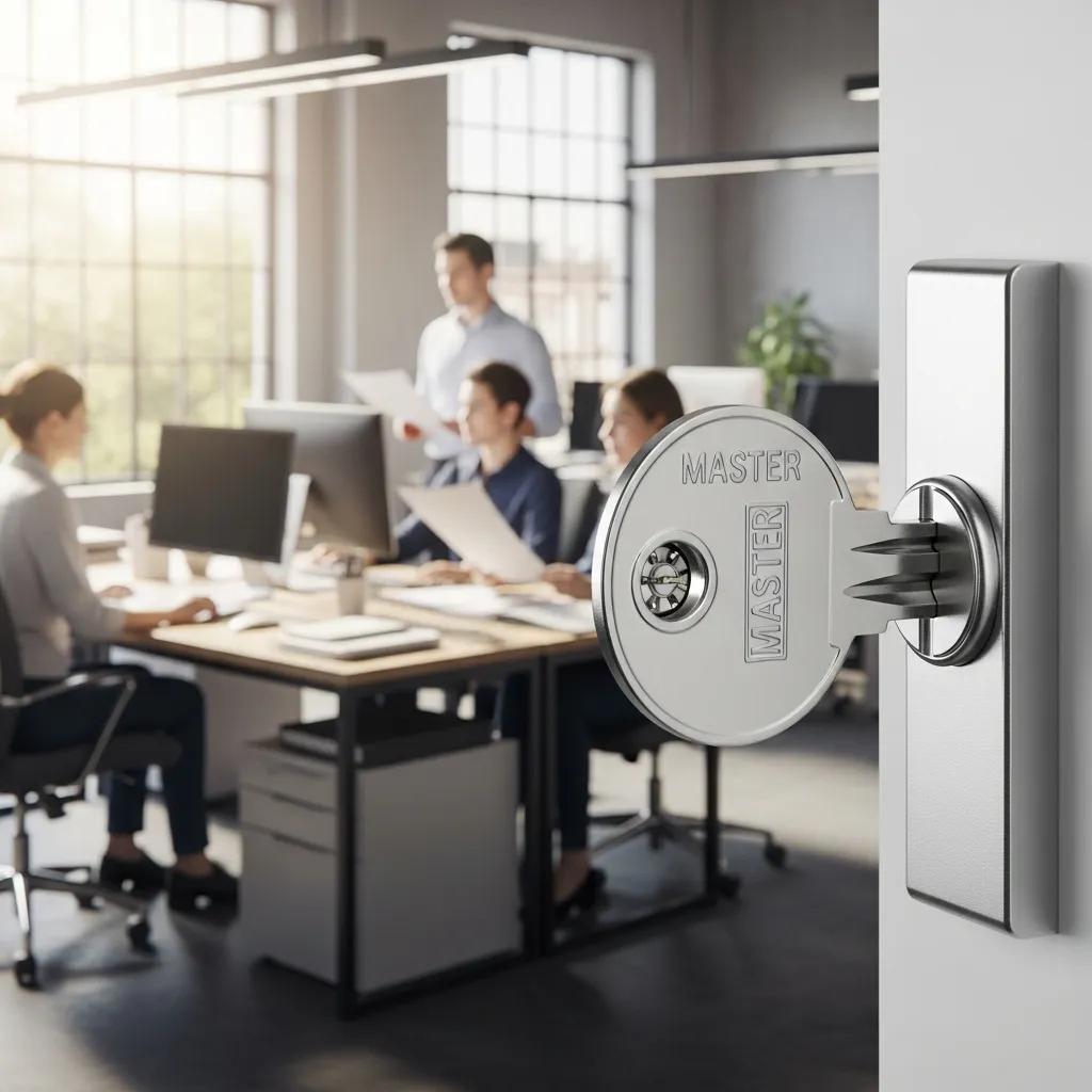Master key system in a modern office, showing secure, efficient access