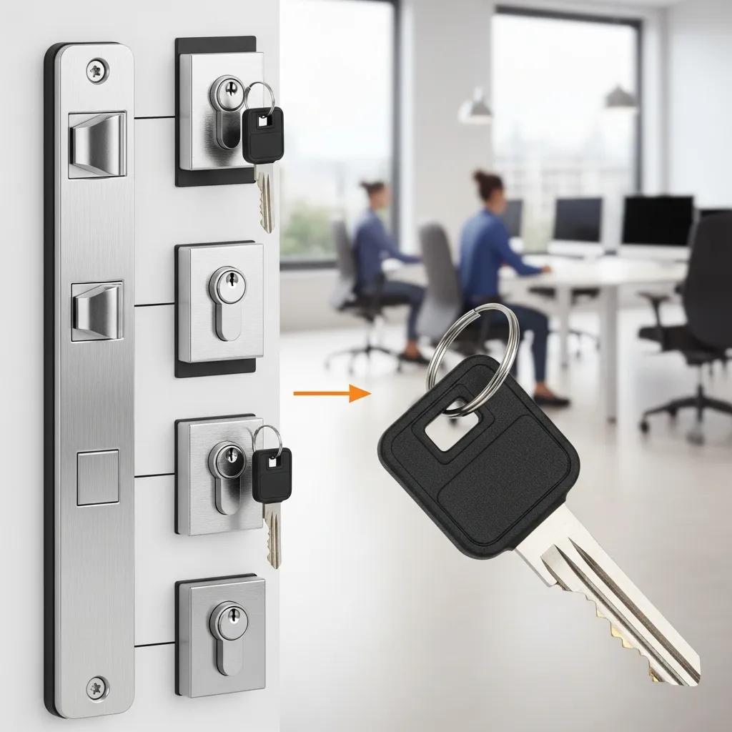 Master key set and locks in an office — secure access control