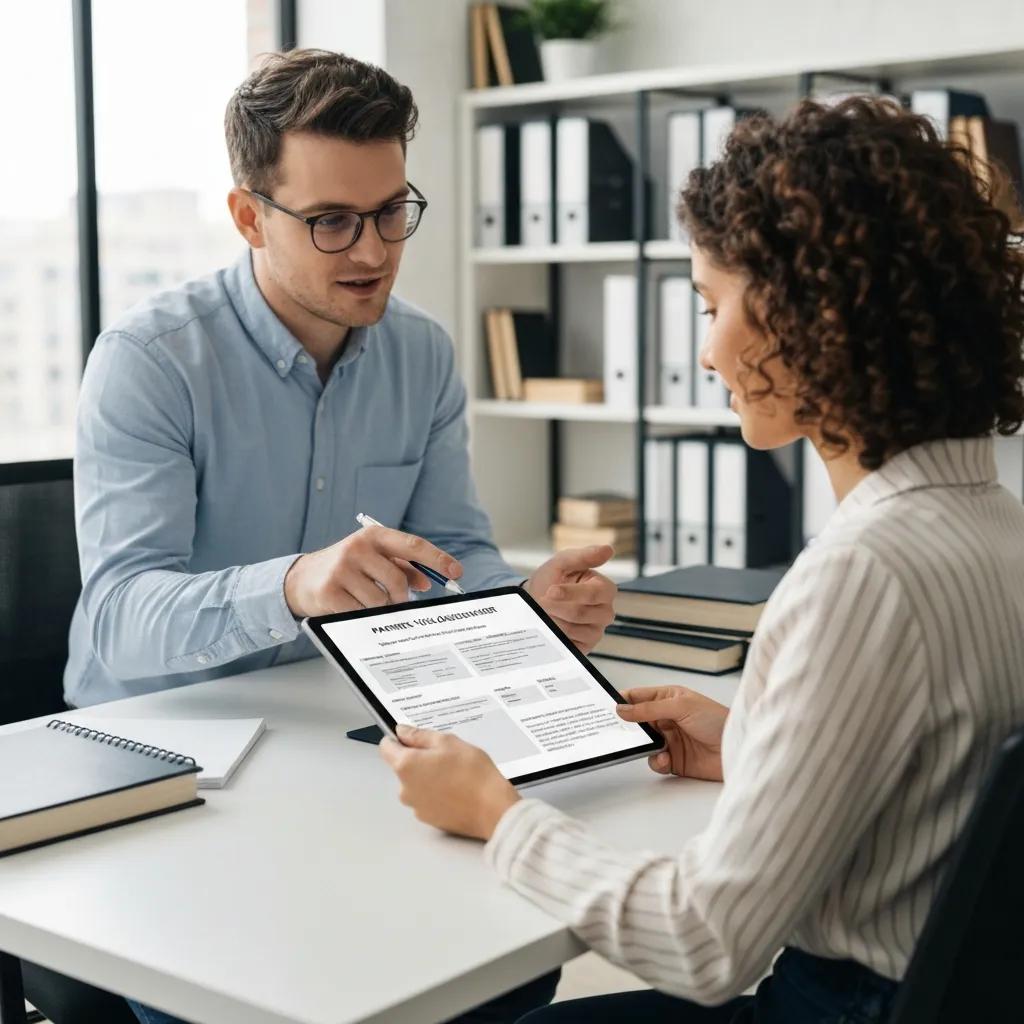 Migration agent advising a client on partner visa documents and next steps