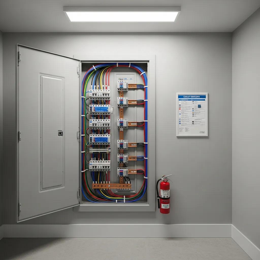 Modern electrical panel showcasing upgraded wiring for improved home safety