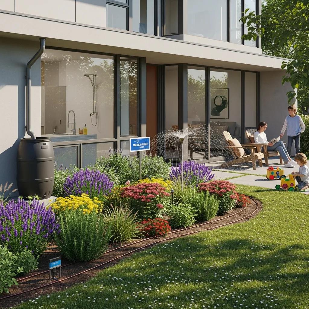 Modern home with water‑efficient upgrades and smart landscaping