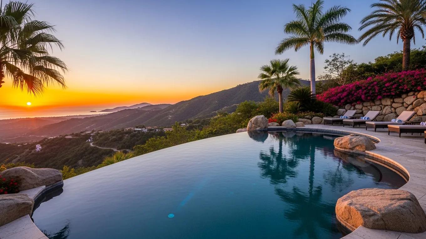 Modern infinity edge pool blending with the landscape Modern infinity edge pool blending with the landscape