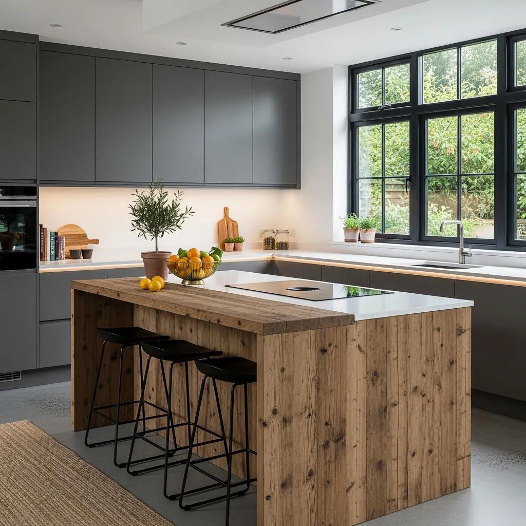 Modern kitchen with custom built-in cabinets showcasing functionality and design
